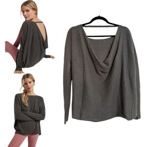 Saturday Sunday Anthropologie Reese Low Back Cashmere Sweater Grey Gray Size XS